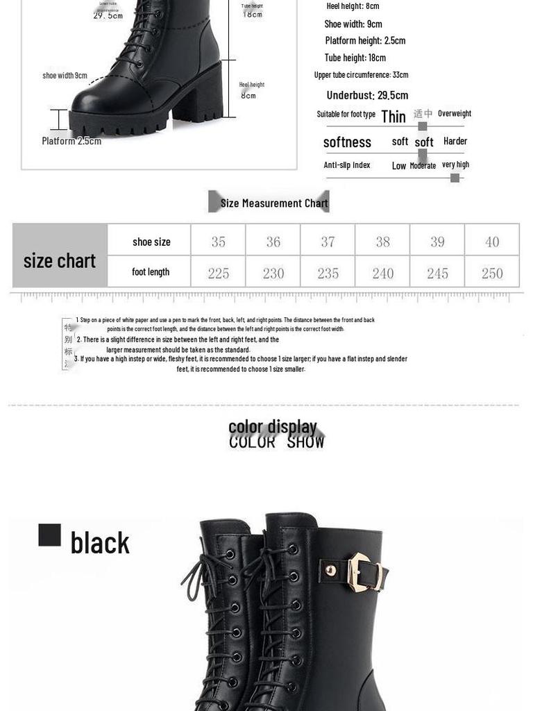 Women's Chunky Heel Leather Ankle & Mid-Calf Winter Boots with Velvet Lining