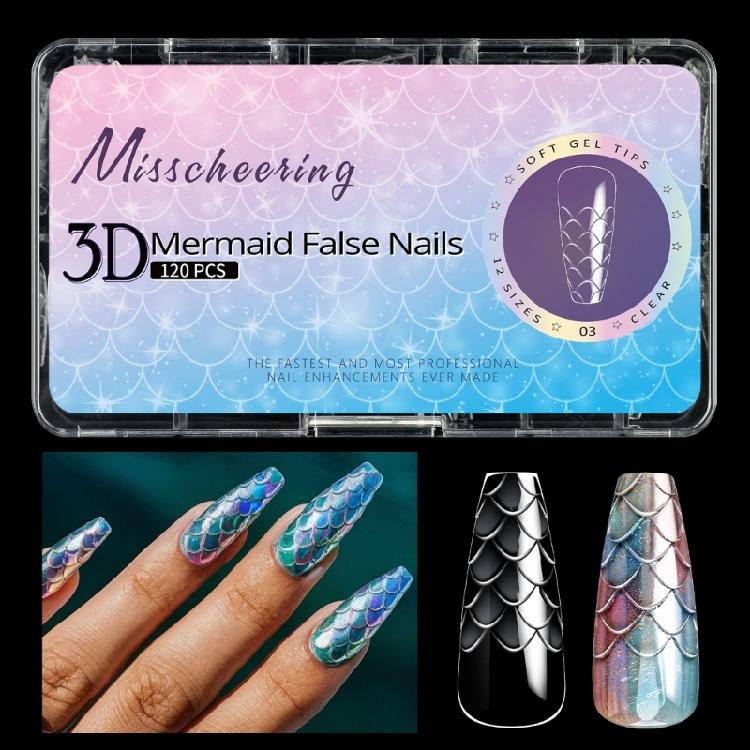 

Mermaids Press on Nail Acrylic Fake Nail Full Cover False Nail Stick on Nail Artificial Nail for Women and Girls Gifts