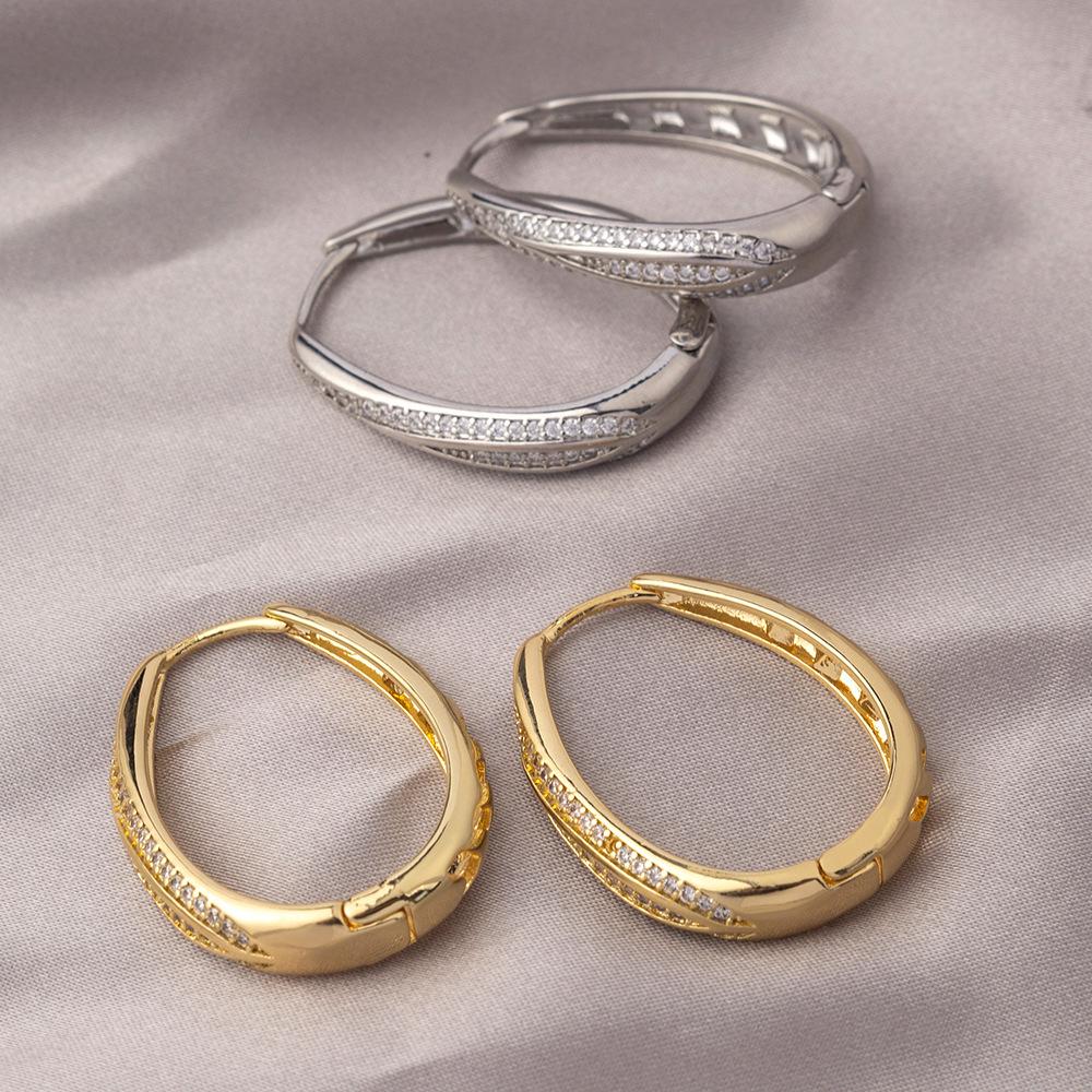 Kolczyki luksusowe dla kobiet, duże, igła ze srebra próby 925 - Niszowy design, przesadzone kwadratowe i okrągłe koła na twarz