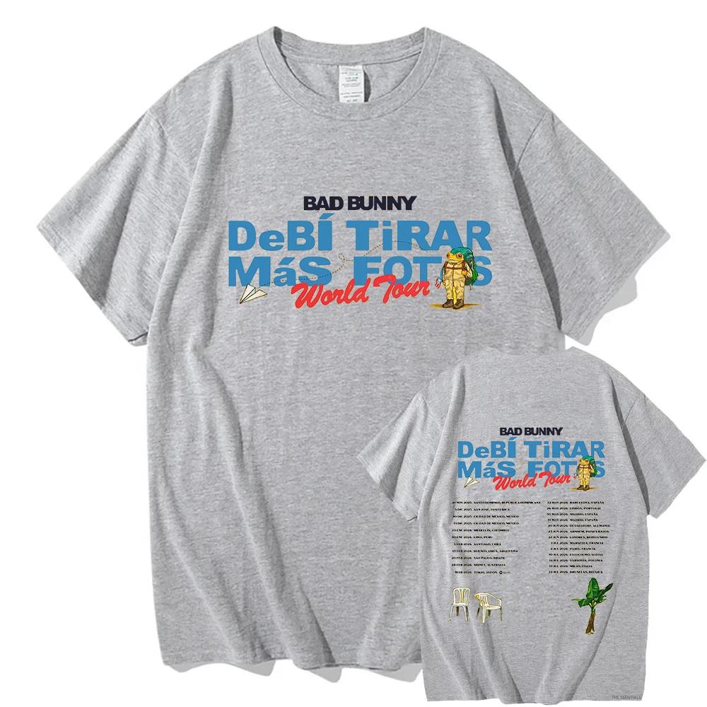 Bad Bunny Debí Tirar Más Fotos World Tour 2025-2026 T-Shirt Herren Lustiges Vintage Frosch T-Shirt Unisex Hochwertige Baumwoll-T-Shirts