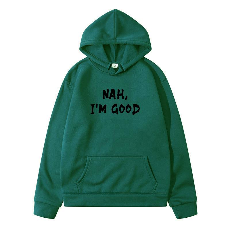 HAH I'M GOOD Y2k Hoodie Autumn Pure Clothing Hoodies Harajuku Sweatshirts for Men Streetwear Sweatshirt Men's
