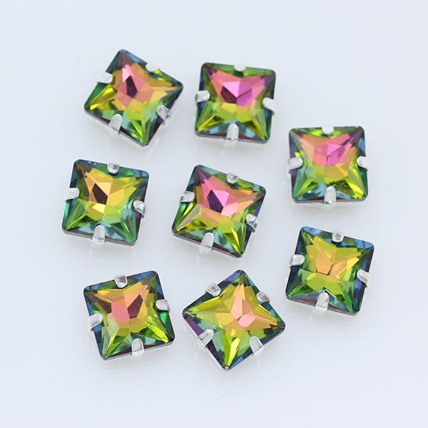 Strassuri Pătrate din Sticlă de Cristal cu Gheare Argintii, Artizanat Cusut pe Piatră, Accesorii Vestimentare, Rochie de Mireasă, Pantofi, Geantă, Garnitură DIY