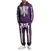 Men's Funny Skeleton Hoodie Halloween Costume Set with Long Sleeve Pullover and Pants