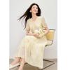 Autumn Water Lady V-Neck Puff Sleeve Embroidered Dress