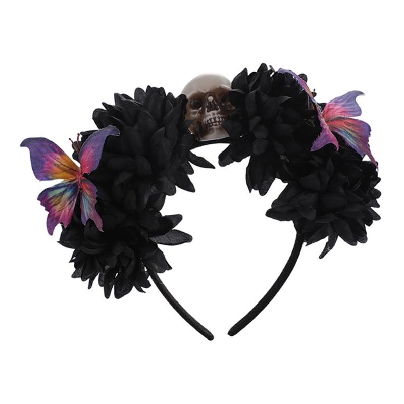 Plastic Skull Headbands For Halloween Parties Gothic Costume Accessory Portable Hair Decors