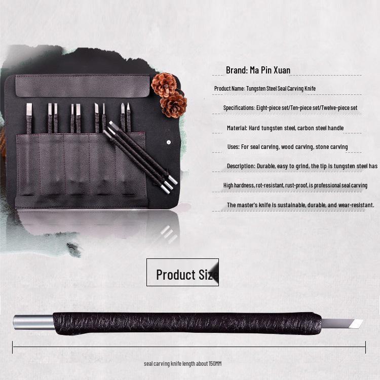 Handmade Wood & Stone Carving Tool Set for Beginners - Tungsten Steel Engraving Knives