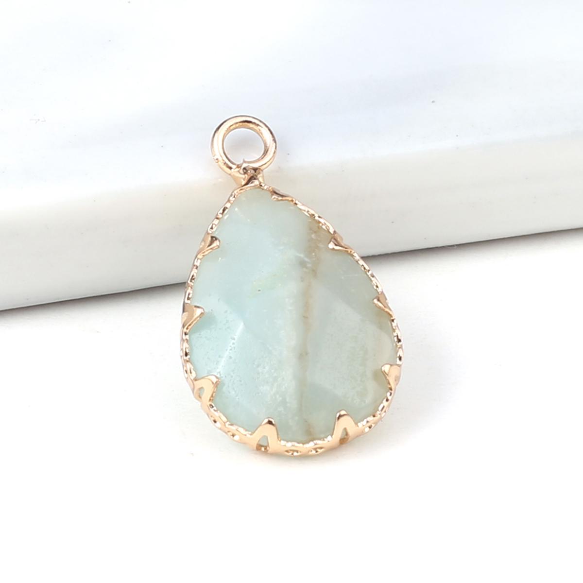 

2 шт., небольшой кулон из натурального камня, граненый кулон в форме капли для изготовления ювелирных изделий, ожерелье, серьги, аксессуар для браслета 2Pcs/Amazonite