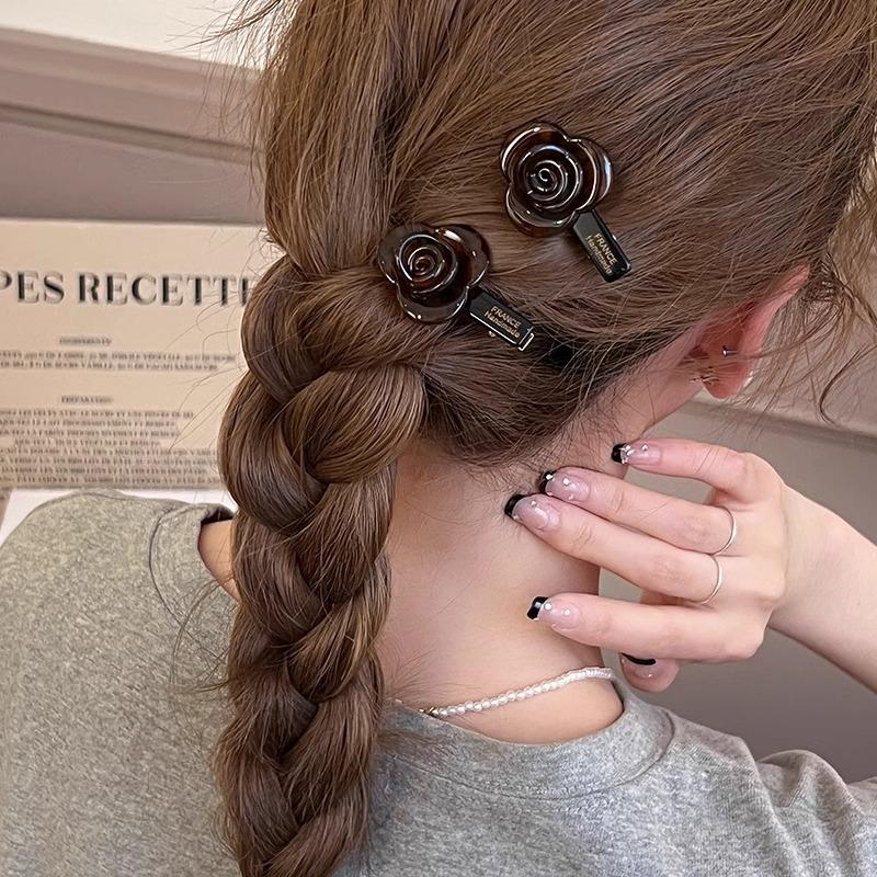 Rose Flower Acetic Acid Hair Clip AtmosphereSide Bangs ClipGirlish Side Clip Broken HairDuckbeak Clip Hair Accessory