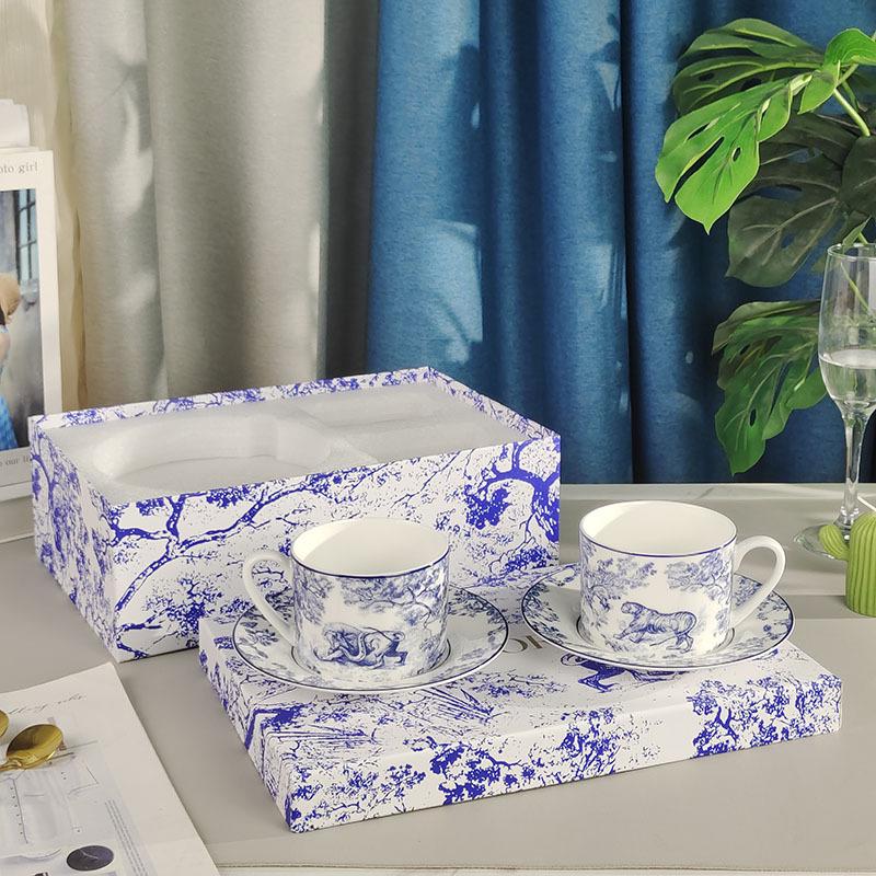 D Home Luxurious Coffee & Tea Set: Cup & Saucer for Two in Gift Box – Elegant Tableware for Afternoon Tea