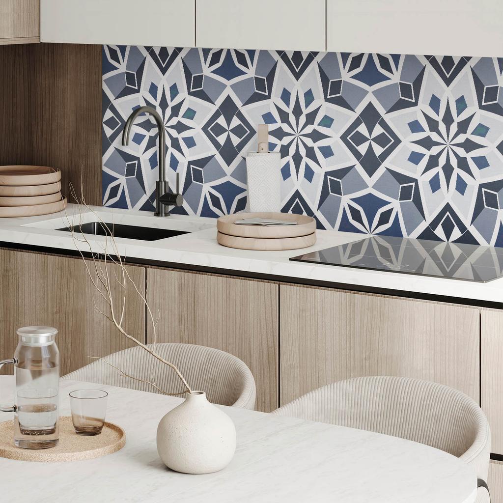 Panel Winylowy Z Dekorem Do Kuchni Lub Łazienki 100X50 Cm Geometryczny Wzór Kwiatowy