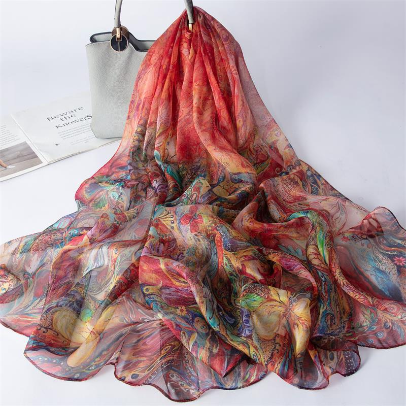 New 100% Mulberry Silk Silk Scarf Pure Chiffon Silk Scarf Shawl Exquisite Scarf Yarn