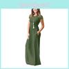 Elegant Women Boho Short Sleeve Solid Evening Party Maxi Dress Plus Size Delight