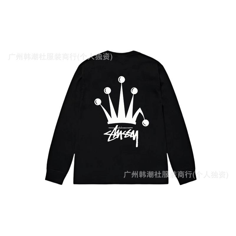 3. Cross-border Stuart long-sleeved printed t-shirt American trendy cylindrical cloth casual loose men and women the same style