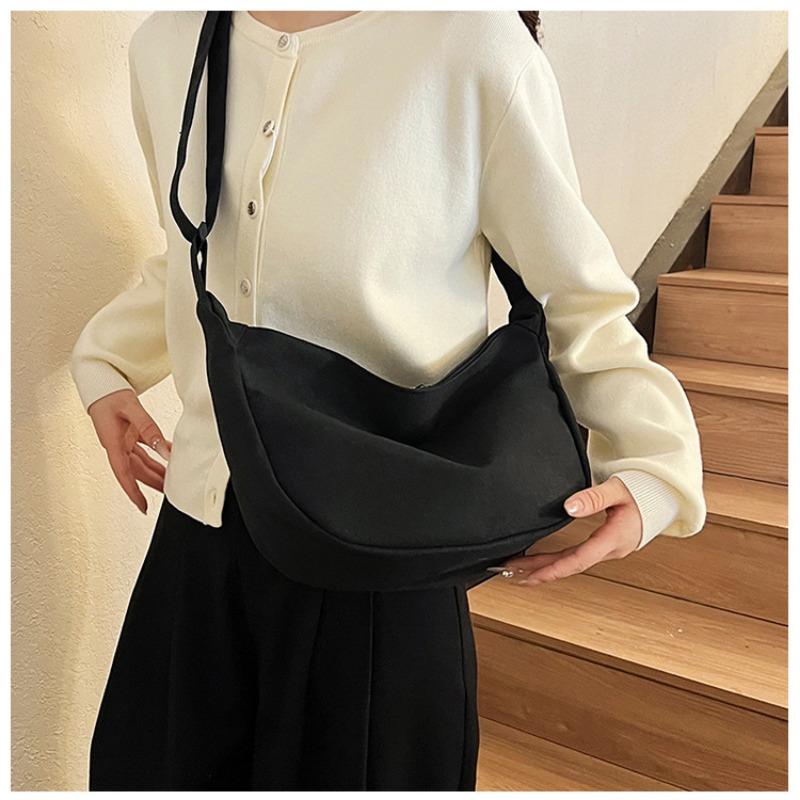 Canvas Bag Women New Korean Style Minimalist Student Instagram Hong Kong Style Shoulder Crossbody Bag Messenger Bag