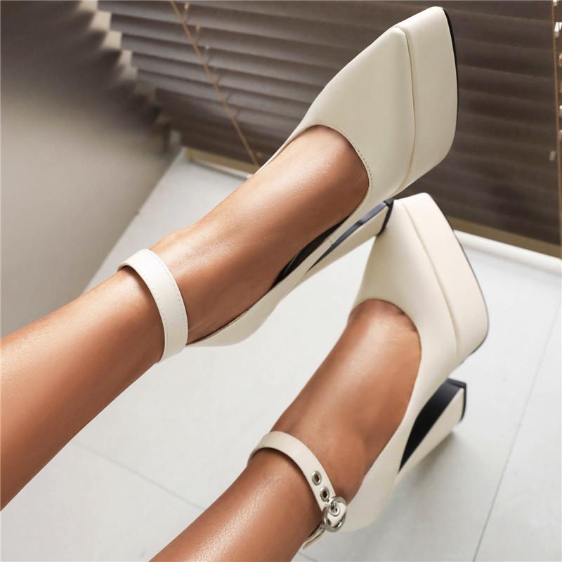 Women's high-heeled single shoes, sexy European and American style spring and summer new waterproof table thick heel large size low-top shoes