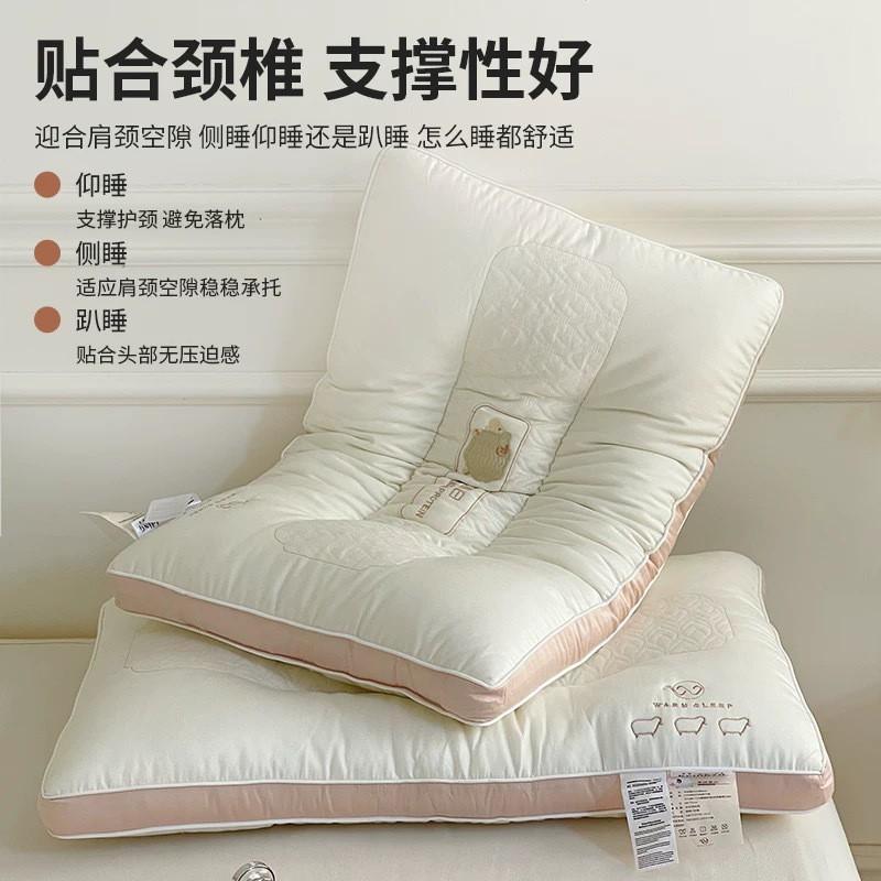Memory Foam Support Pillow With Cashmere Protein Infusion Neck Relief Medium Height 10-12cm 48x74cm Single