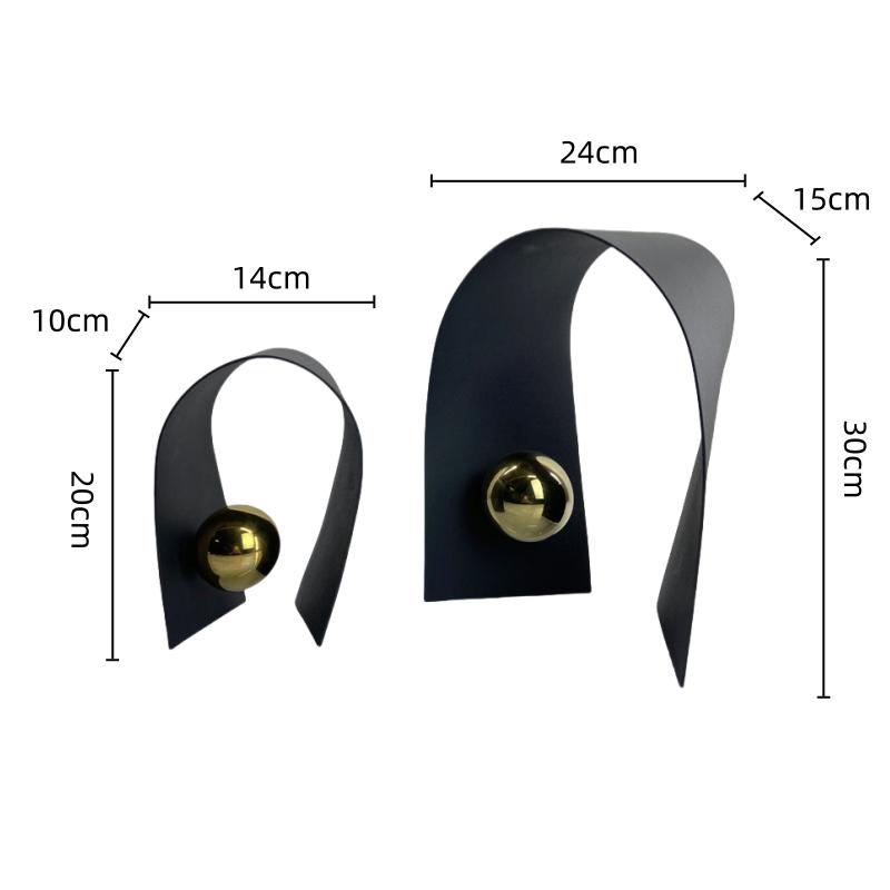 Metal El Sanatları Geometrik Altın Küre Metal Kemerler Yaratıcı Sanat Süsleri Dekoratif Figürler Ev Dekorasyon Aksesuarları