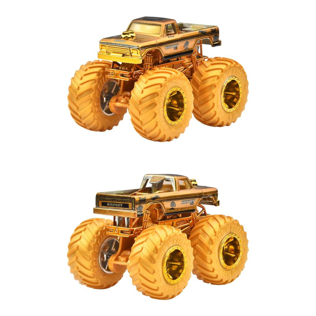 Hot Wheels Monster Truck Bigfoot Trophy Champion Collection Includes 5 Monster Trucks and 6 Miniature Cars Vehicles Ages 3 and Gold Set (11 Total).