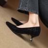 Krazing Pot Cow Skin Summer Autumn Thin Med Heels Party Shoes Women Square Toe Leopard Prints Shallow Pumps