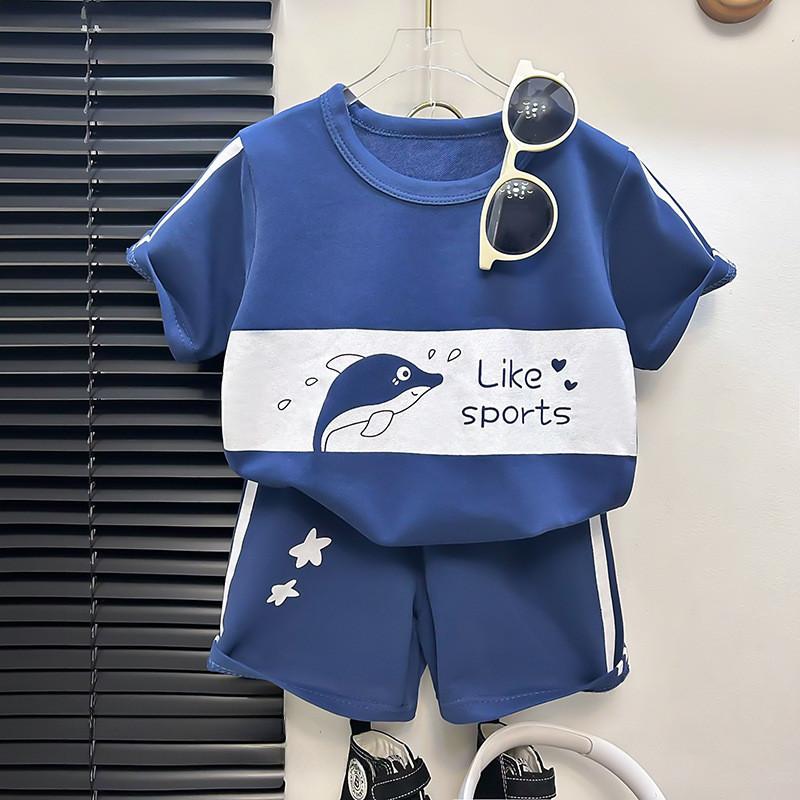 Baby Boy Girl Summer Cotton Animal Cartoon Short Sleeve T Shirt And Shorts Set For Toddler Kids