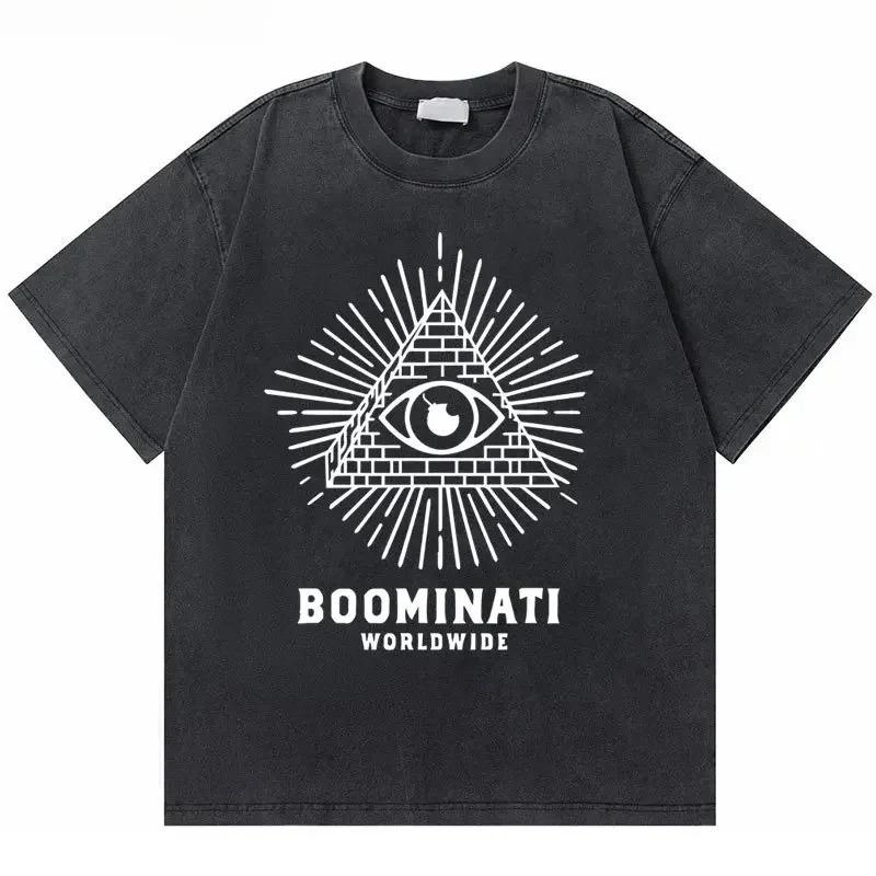 Oversized Acid-Wash Vintage Short-Sleeve T-Shirt Featuring Metro Boomin x Future Figure Print & "Don't Trust Life" Slogan Double-Sided Graphic