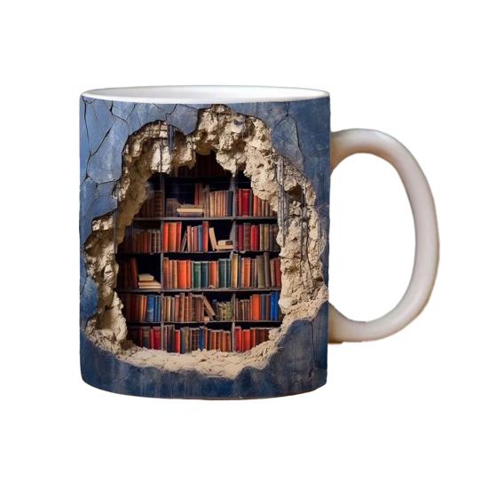 

Библиотечная книжная полка кружка 3D новинка керамическая чашка 11 унций ретро арт стиль кофейная чашка декоративная книжная полка кружка для домашнего декора удобная ручка чайная кружка