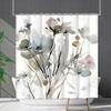 Green Plant Waterproof and Mildew-proof Polyester Bathroom Shower Curtain Shower Curtain Partition Curtain Free of Punching