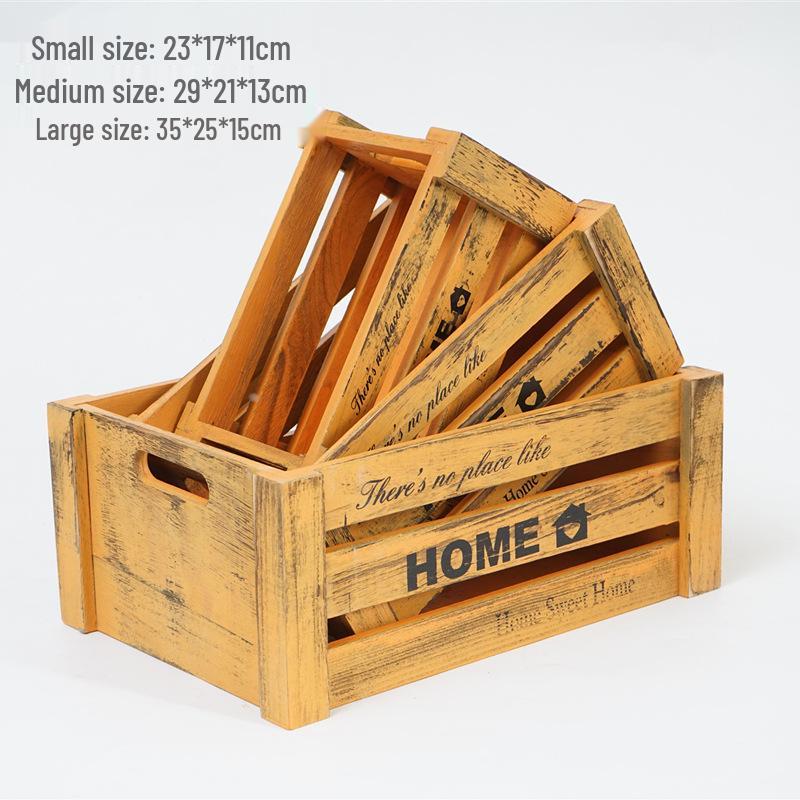 Vintage Weathered Wooden Slat Display Box for Decorative Props and Weddings