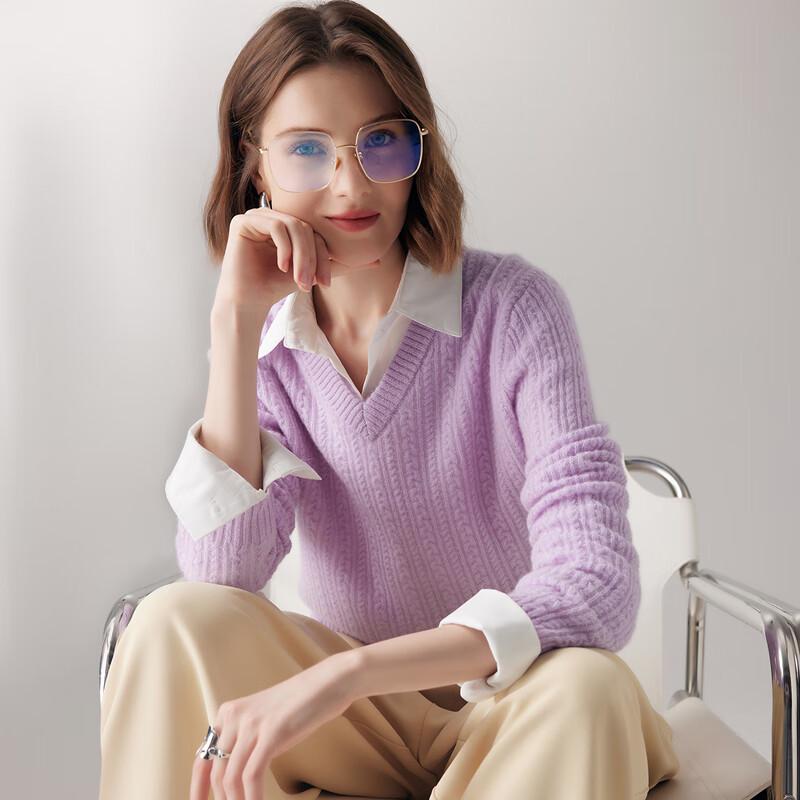 Paluo Women's 100% Cashmere V-Neck Sweater