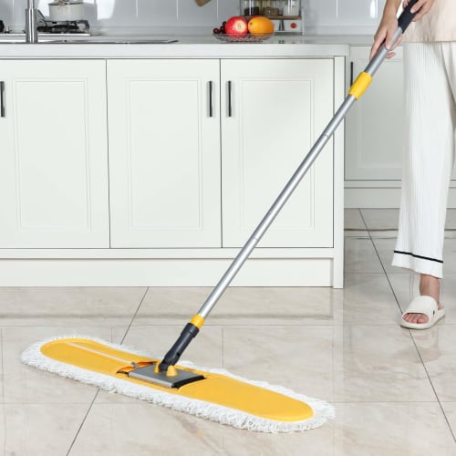 Cleanhome Commercial Mop, 90cm Wide, for Wet and Dry Mopping, Dust Removal, and a Wide Range of Flooring and Gym Mops, Includes Two Replacement Microf