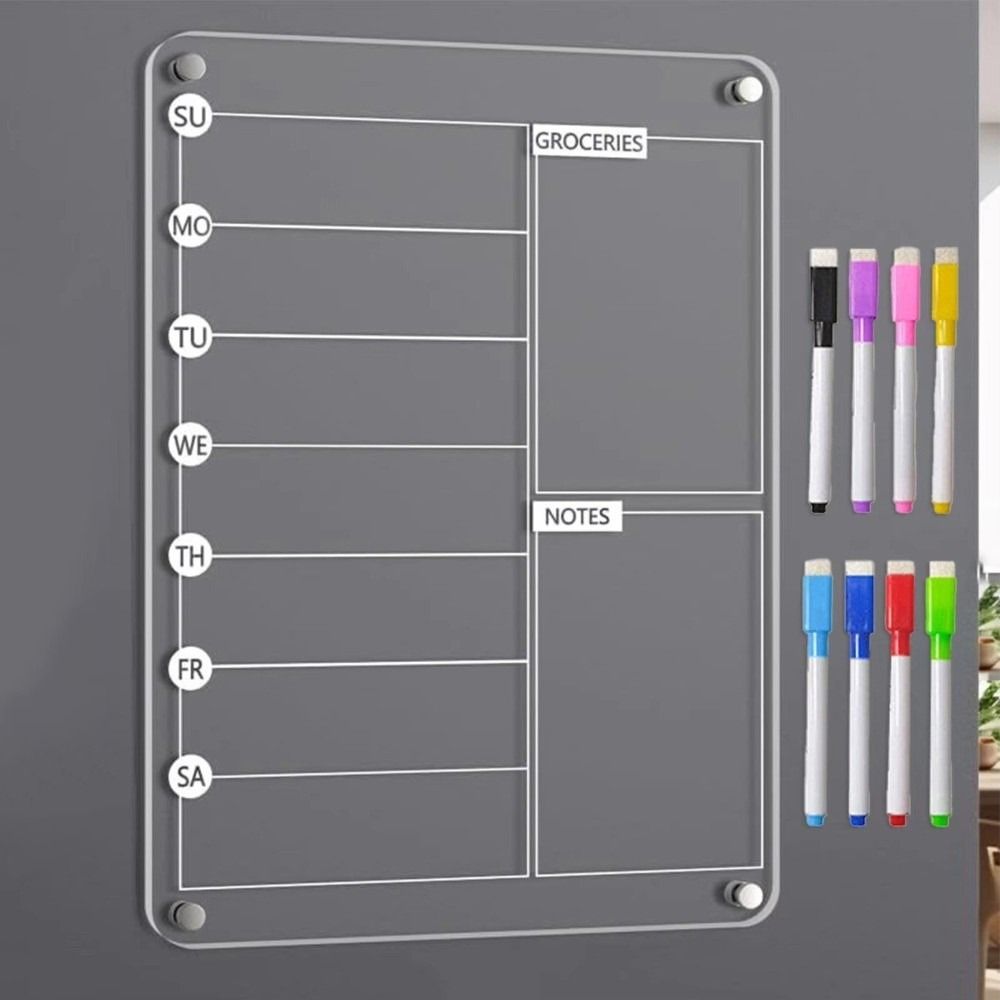 Reusable Magnetic Acrylic Weekly Planner Multifunctional Planning Note Board  Office/Home Use