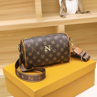 New Retro Printed Cylinder Bag Fashionable Versatile Pillow Bag Simple Single Shoulder Oblique Span Women's Bag