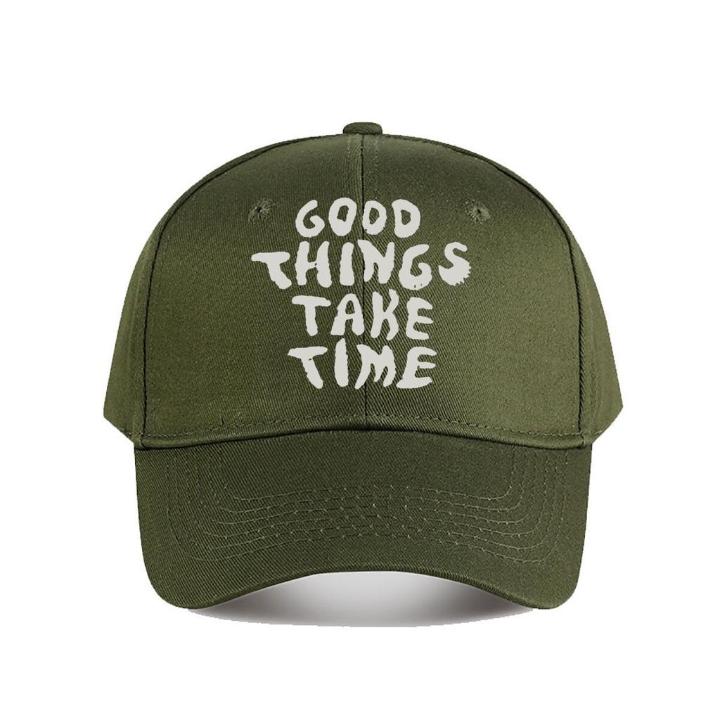 Good Things Take Time Text Baseball Cap Fashion Outdoor Sports Sunhat Unisex Snapback Cap WoUnisexs