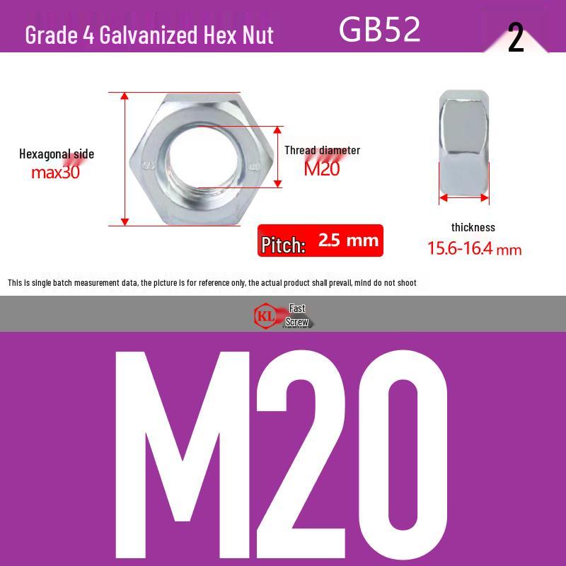 Galvanized Hex Nuts, Flat Washers, Spring Washers in M2-M48, Blue and White Zinc Coated