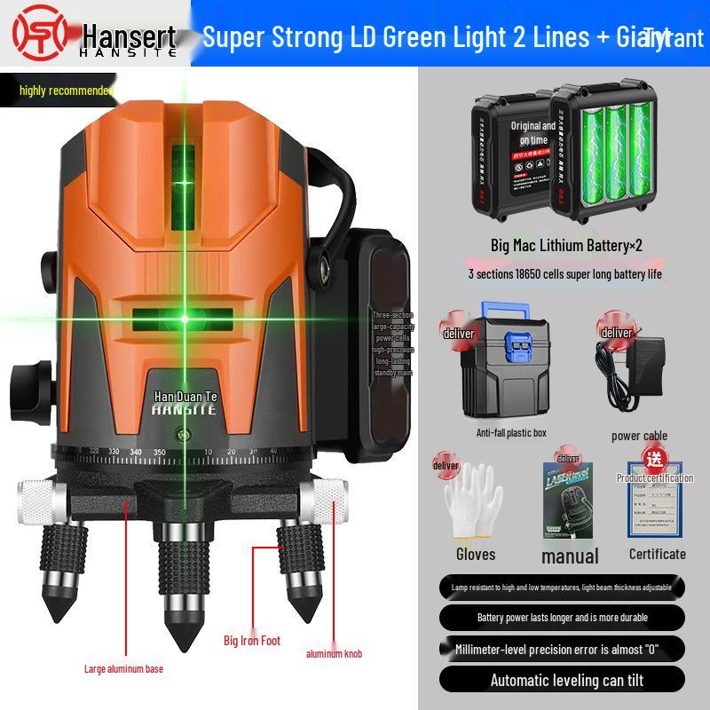 High-Precision Green Light Infrared Laser Level for Indoor/Outdoor Use