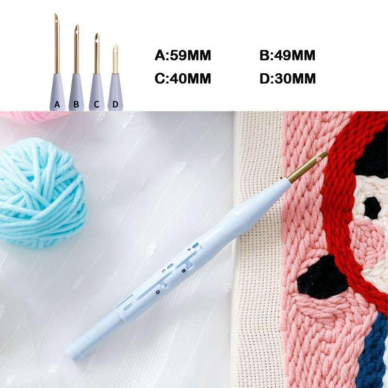Broderi Slumpmässig Färg Kit Punch Needle Stickningsverktyg Magisk Broderinål Penna Vävverktyg Stickning Sömnadsverktyg för DIY