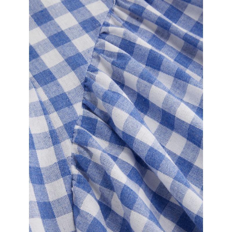 A Women's Fashionable and Elegant Checkered Striped Strappy Dress