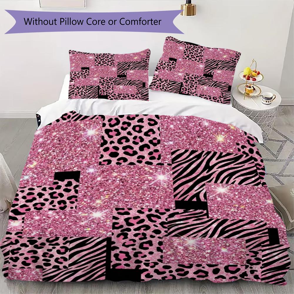 

Y2K Leopard Print Pattern Bedding uilt Set uilt Cover Pillowcase Home Decoration Birthday Gift (1 * duvet cover + 2 * pillowcase without core)13 135x200cm