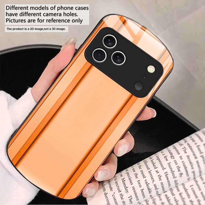 Golden orange border For iPhone 17 16 15 14 13 Plus 12 mini 11 Pro Max XR Xs Max X 7 8 6S 22 20 Elliptical glass phone case