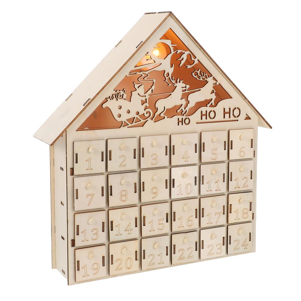 LED Light Up Wooden Advent Calendar 24 Drawers Refillable Christmas Countdown Tabletop Decor Christmas Advent Calendar