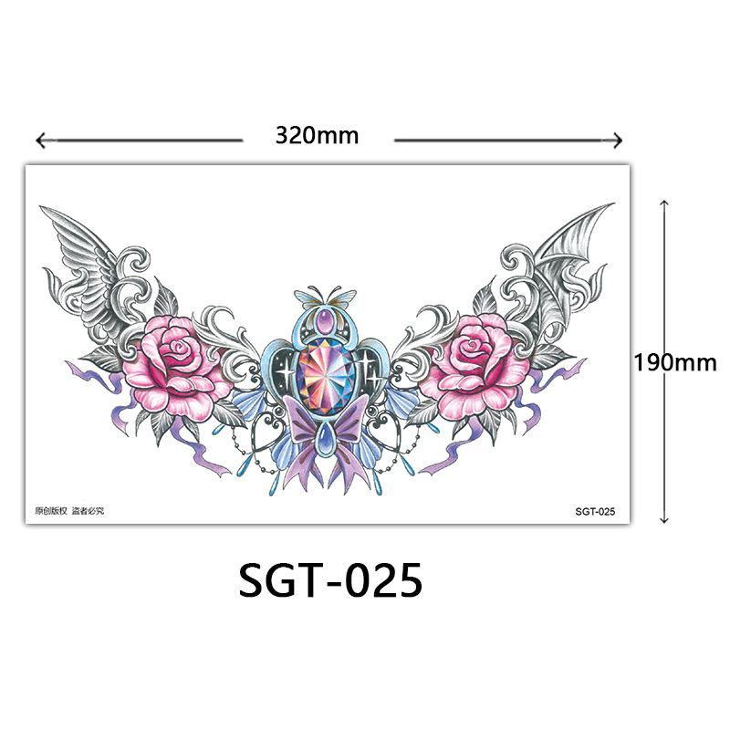Flower Chest Tattoo Sticker, Chest Tattoo Sticker, Color Half Nail Large Picture Tattoo Sticker