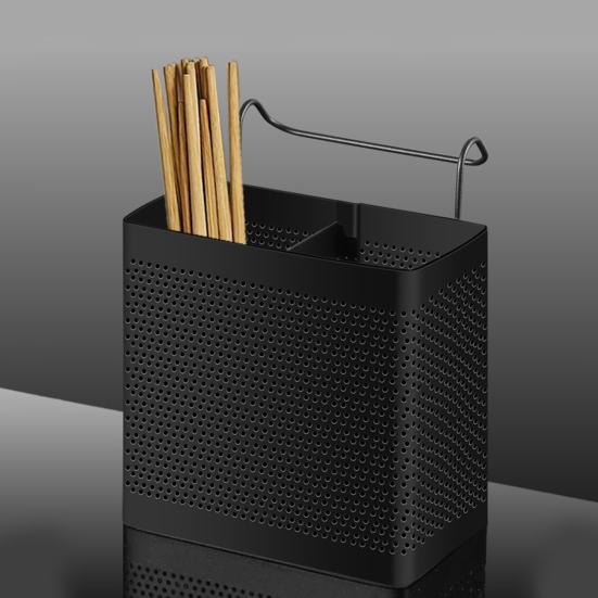 Chopstick Holder Stainless Steel with Double Compartment Organizer Ventilation Drainage Rust-Resistant Container for Kitchen Countertop