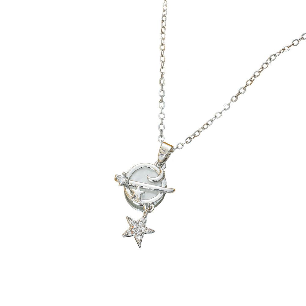 Planet Zircon Geometric Niche Star Moon Light Luxury New Design Pendant Temperament Necklace