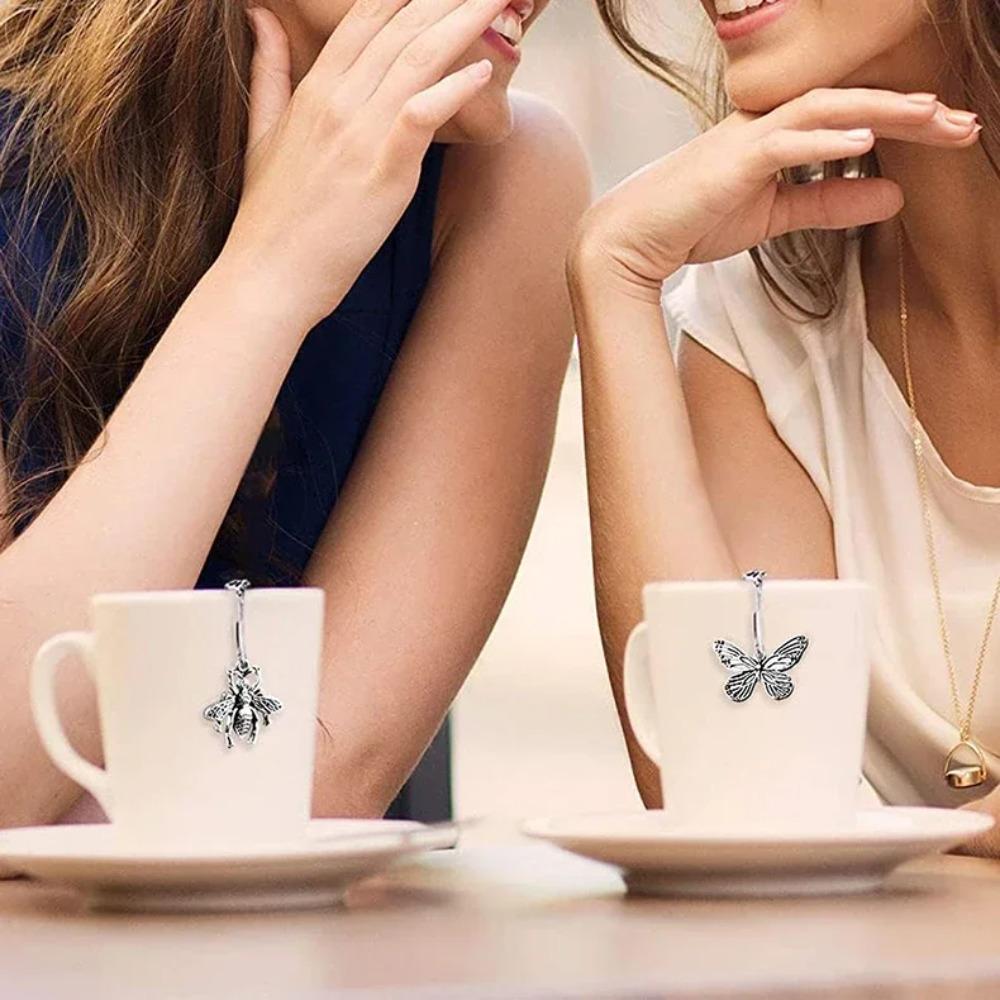 2PCS Fine Mesh Butterfly Bee Chain Tea Infuser Stainless Steel Tea Strainer Tea Filter Ball  Cooking
