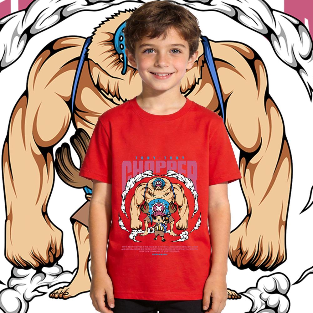 One Piece Chopper Anime Print Cotton T Shirt for Boys Girls Short Sleeve Summer Kids Casual Top Soft Breathable Clothes 100