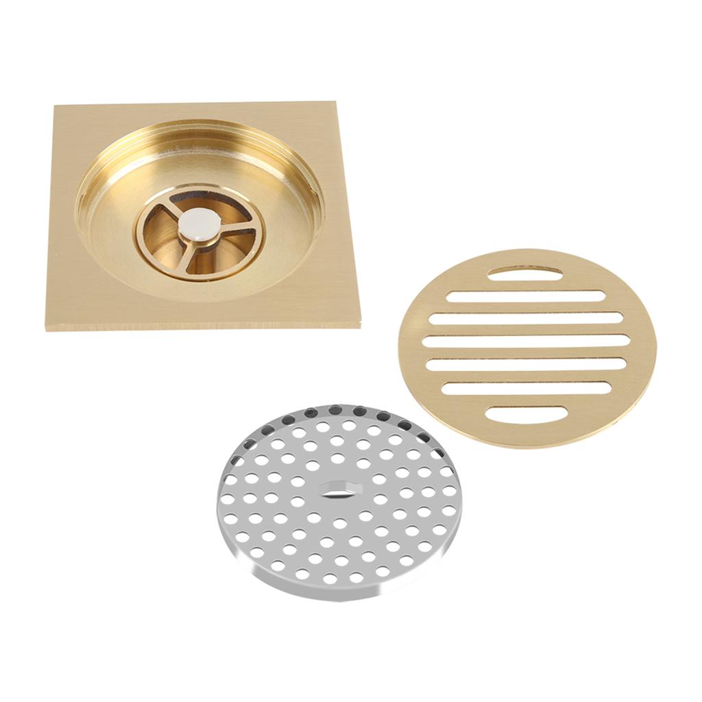 Square Floor Drain Bathroom Shower Waste Grate Brass Constructed Strainer Home Attachment