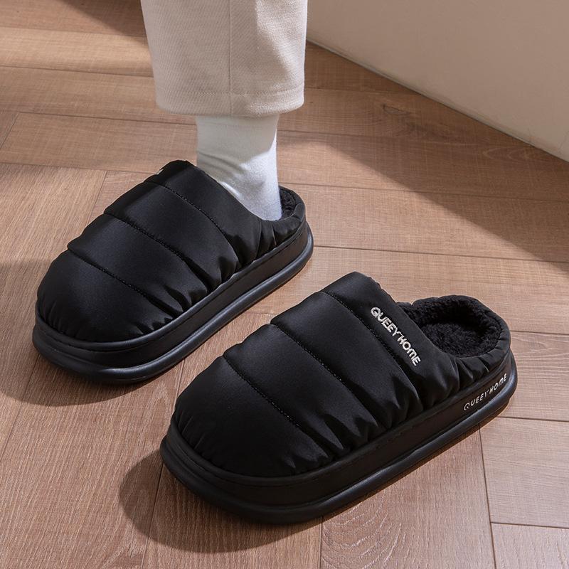 

Waterproof cotton slippers men s winter warm indoor home thick bottom plush warm non-slip cotton slippers women 36-37