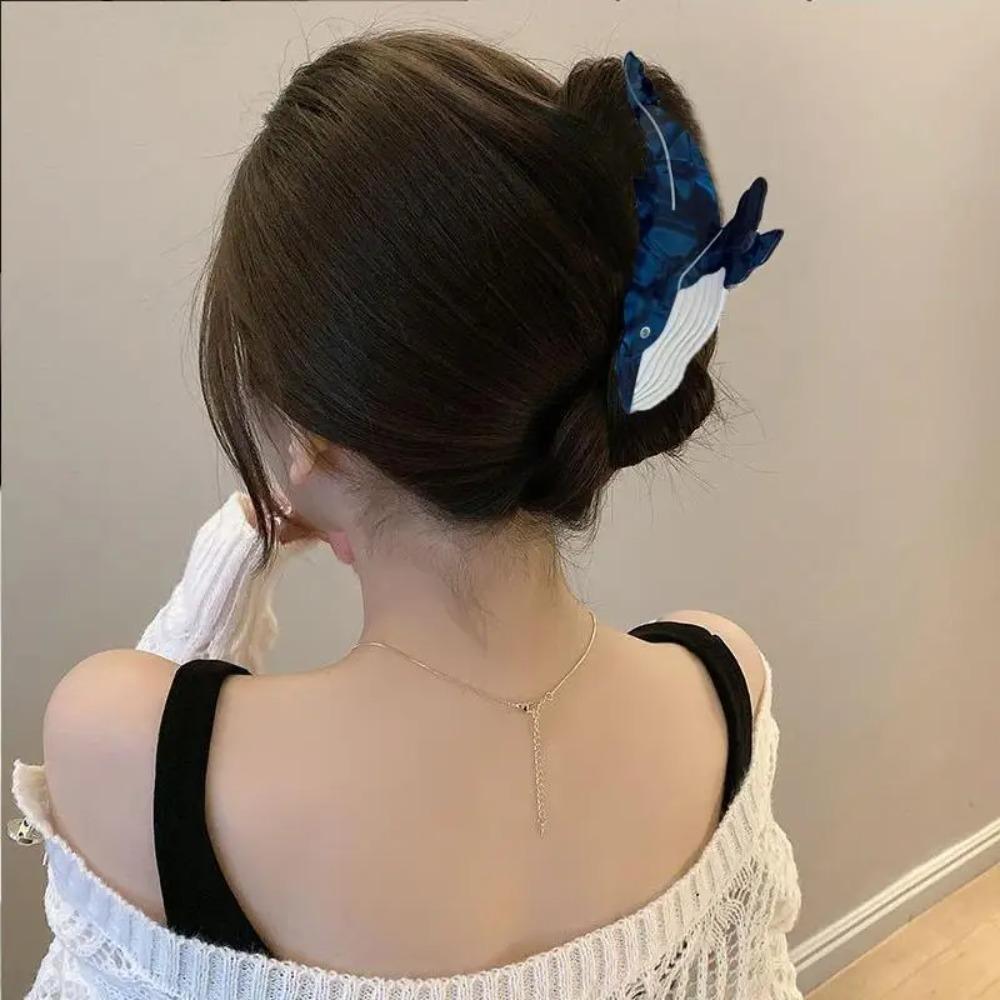 Non Slip Whale Hair Claw Cartoon Whale Shaped Hair Claw Cute Acetate Hair Clips Headwear