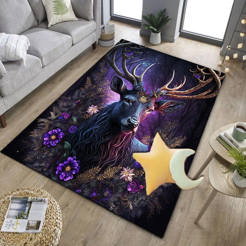Deer With Floral Crown Office Rug Chair Mat, Entryway Carpet, Suitable for Front Door, Bedroom, Living Room, Desk, Holiday Gift