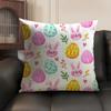 Cute Easter Bunny Cushion Cover Natural Linen Organic Fabric Double-Sided Printing Breathable Perfect Gift For Decor